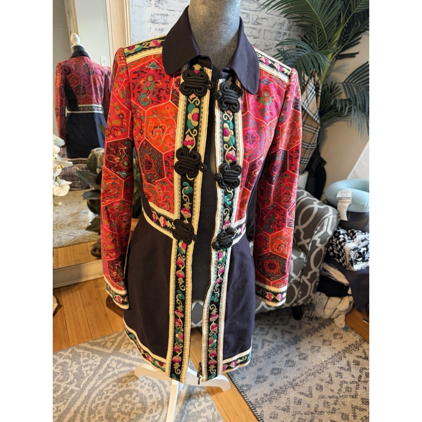 Anthropologie Elevenses Satsuma Embroidered Patchwork Jacket Size 4 Rare